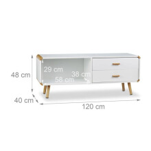 Comò lowboard arrotondato per il soggiorno 120 x 40 x 50 cm in bambù bianco