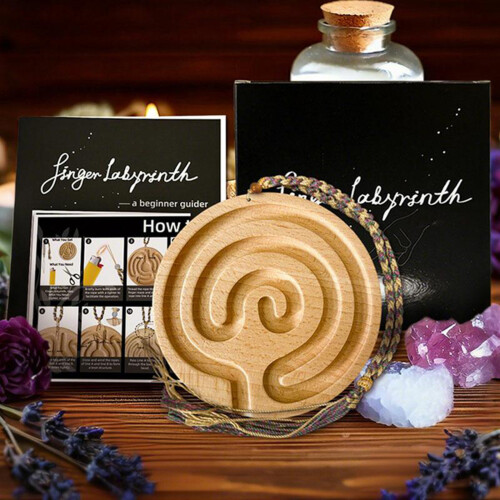 Handcrafted Maze Sphere Focusing Training Tool With Natural Wood Texture