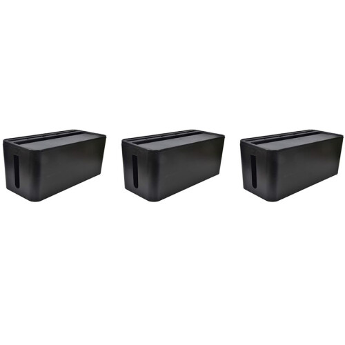 3X Cable Management Box for Desk Cable Management and Power Strip Box Solutions(Black)