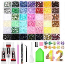 42 Kleuren 3MM Bedazzling Kit 32000 Stuks Hars Jelly Rhinestones voor Nagelkunst, Knutselen, Make- DIY Creaties
