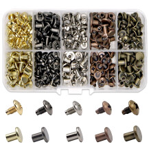 JOZAMER 125 Ensembles de Vis Chicago en 5 Couleurs (Or, Bronze, Argent, Cuivre Antique, & Métal Gun)-Vis Rivets 8mm8mm pour Cuir, DIY, Sacs