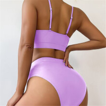 Women Tummy Controlled Swimsuit High Waist Bathing Suit Padded Swimming Costume Blue M