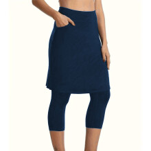 Workout Skirt Builting in Leggings Women Sportswears Skirted Leggings for Navy blue XL