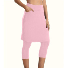 Gym Skirt Women Sportskort Leggings with Skirt Running Skirt Polyester Texture Claret L