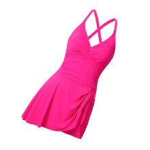 Women Piece Swimsuit Push Up V Neck Skirted Swimwears Swim Dress with Peacock Green XXL