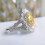 Vintage Sterling Silver Shiny Full Diamond Ring Citrine Ring Flowers Cubic_hb 3