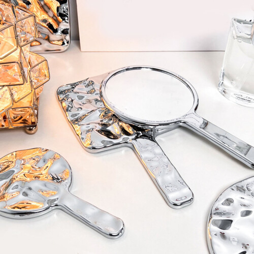 Water Ripples Handheld Mirror Hand Mirror with Handle Cosmetic Mirror Large round size 1