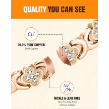 5X Strong Magnetic Copper Bracelet for Women, Ellipse Magnets, Pure Copper Adjustable Bracelet with Premium Butterfly Cl_hb