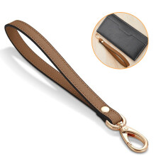 Wristlet Strap,Keychain Hand Wrist Strap with Golden Lock Cellphone Wristlet Brown