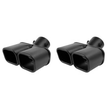 2X Inlet 63mm Dual Outlet Car Exhaust Tip Stainless Steel Black Exhaust Tips Muffler Tail Double Pipe Tube Tips