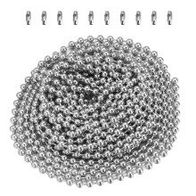 Etereauty 3 meter lång kulkedja 2,4 mm diameter med 10 matchande kopplingar metallpärlkedja