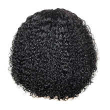 Desertasis Human Hair Lace Front Wig, Pre Plucked Middle Part Curly Short Wig, Glueless & Pre Cut, Black, One Size