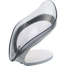 Seifenschale in Blattform, Abfluss für WC-Abfluss, transparent grau