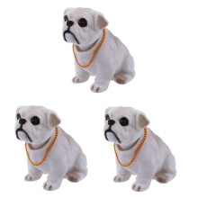 3X White Light Gray Shaking  Nodding Bulldog Dog Decoration for Car