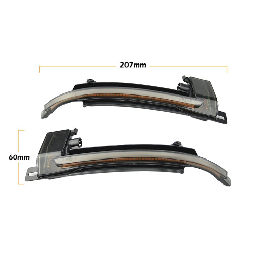 Sequential LED Rearview Mirror Turn Signal Light Covers for A4 B8, Pair, Translucent Black, Replacement Indicator Lenses 2
