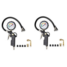 2X Tire Pressure Gauge 220 PSI Tire Inflator with 90 Degree Valve Extender Air Compressor for Car Motorcycle Bike Truck