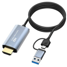 4K - Compatibel met Type-C+USB-capturekaart, 1080p, computergame, mobiele telefoon, live audio- en videocapturekaart, 1,8 MB