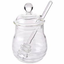 Tarro de miel transparente de 245 ml con cucharón, tarro de almacenamiento, dispensador de miel, tarro de mermelada para almacenar granos de café,