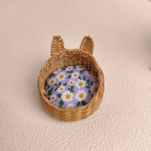Realistic Mini Woven Basket for Dollhouses Decors and Play Pet Bed Dog Doll 11