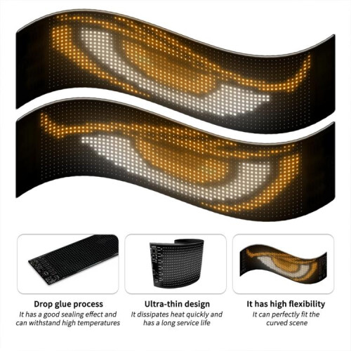 Ultra-Thin Waterproof Flexible LED Matrix Display Screen Set, 2 Pack 16 x 32 USB Car Light Panels for Windscreen Display 1