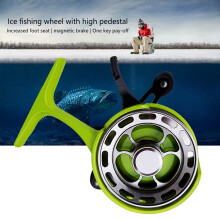 Magnetic Drop Inline Ice Fishing Reel with 3.2:1Speed 3+1BB Inline Right hand green bla
