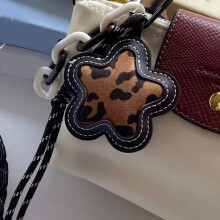 Leopard Print Flower Bag Charm Pendant Keyring Braided Rope Keychain Charm C