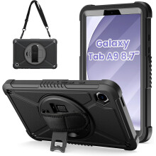 le haghaidh comhoiriúnach le Samsung Galaxy Tab A9Cás8.7Inch2023, le Strapa Láimhe Rothlach 360 & Strapa Gualainn, Dualgas Trom