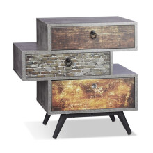 Comò vintage con cassetti sfalsati design industriale 80 x 40 x 90 cm in legno