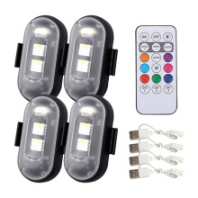 Luz estroboscópica LED AQCW com controle remoto, recarregável, 7 cores + branco, bateria de longa duração, múltiplos modos, anticolisão, aviso