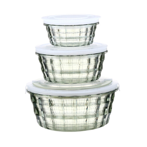 EQWLJWE3Pack Επαναχρησιμοποιήσιμο πλαστικό στρογγυλό κουτί φαγητού, οργανωτής