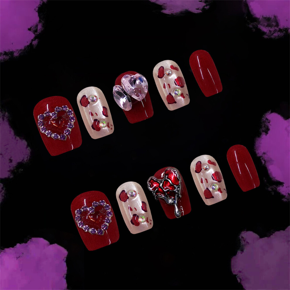 Valentines Fake Nail Cats Eye Press On Nail Stick On Nail Acrylic False Nail L