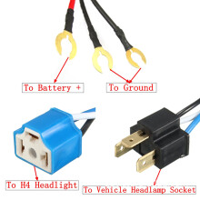 Wiring Harness Kit 12V H4 Negative-Switched LED Headlight Lamp Bulb Relay Plug