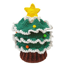 Handgemaakte gehaakte kersttas met schattig ontwerp van de kerstman en kerstboom, grote, herbruikbare cadeautas voor vrouwen, bureaudecoratie en