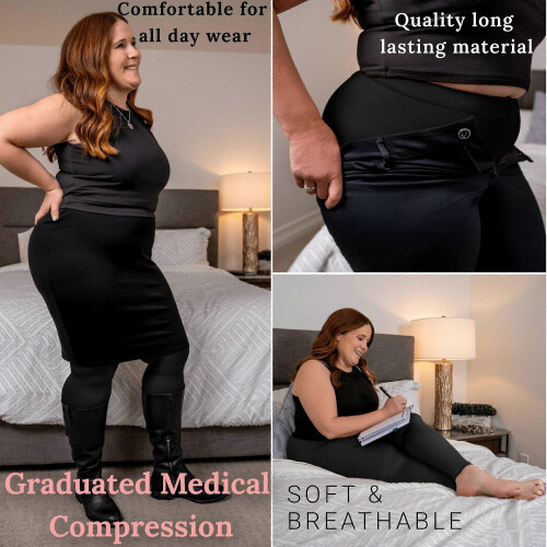 ABSOLUTE SUPPORT Plus Size Footless Compression Stockings 20-30mmHg Black 4XL 2