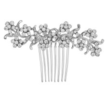 Peineta de cabello con diamantes de imitación plateados Guangmc, pinzas laterales para boda, tocado nupcial