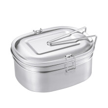Lancheira térmica de aço inoxidável com 2 camadas, à prova de vazamentos e própria para micro-ondas, ideal para organização da cozinha.