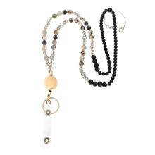 Retractable Lanyard Eyeglass Holder Lanyard Natural Stone Beads Light purple jade co
