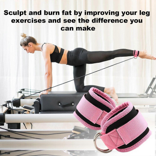 Neoprene padded D-ring ankle wrist cuffs for glute training 2