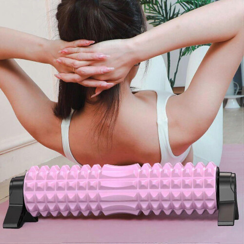 Deep Tissue Muscle Massage Foam Roller with Triangular Stability Support Fitness Yoga Pink 1