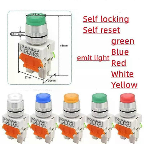 LAY37-11DN PBCY090 Light Button Switch Self Reset Self-locking 22MM 2