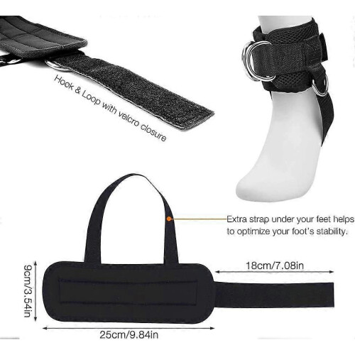 2 Pack Adjustable Padded Ankle Straps with Double D-Ring for Cable Machine Leg Training 1