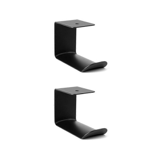 Supporto per cuffie in metallo a forma di U, colore nero, per casa e ufficio. 2