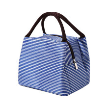 Bolsa de almuerzo Begine a rayas azules con película de aluminio, bolso bento de tela para picnic - ¡Oferta de liquidación!