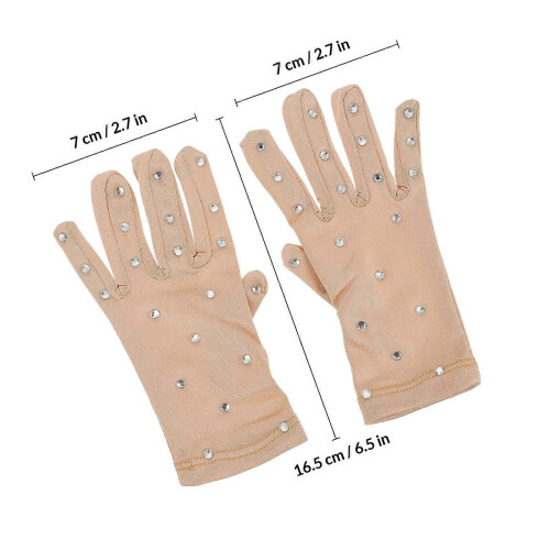 1 Pair Durable Rhinestone Figure Skating Performance Gloves 1