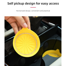 Rhinestones Cup Holder Drink Pad Interior Decoration Cute Anti-slip Coasters Pad Yellow
