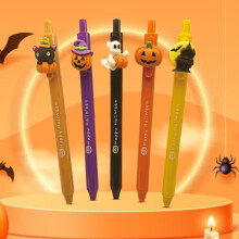 Cartoon Retractable Gel Pen Halloween Writing Pen Halloween Party Halloween Purple Cap