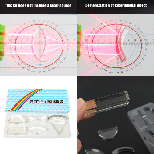 6Pcs Optical Lens Prism Triangular Semicircular Rectangle Concave Convex Lens 1