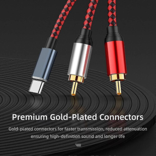 Καλώδιο ήχου USB Type-C σε 2 RCA, καλώδιο Hi-Fi Stereo Aux για Home Cinema/Ενισχυτή/Τηλ 2