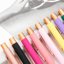 6x Signature Pen 1.0mm Retractable Ballpoint Pen Metal Writing Pen for Student Candy pink