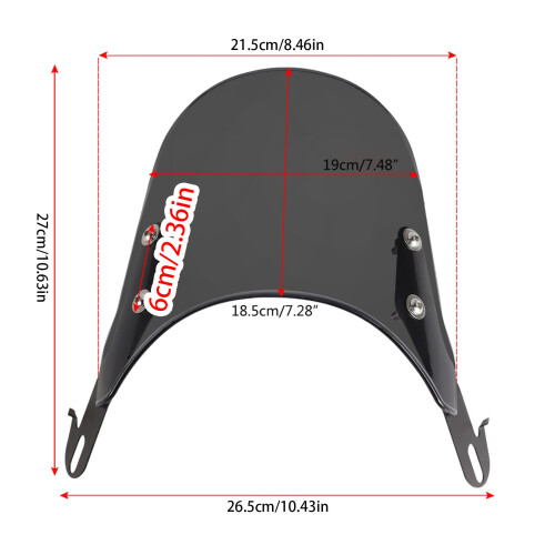 Universal Motorcycle Windshield Windscreen Wind Deflector Round Headlight 4-7'' White 1